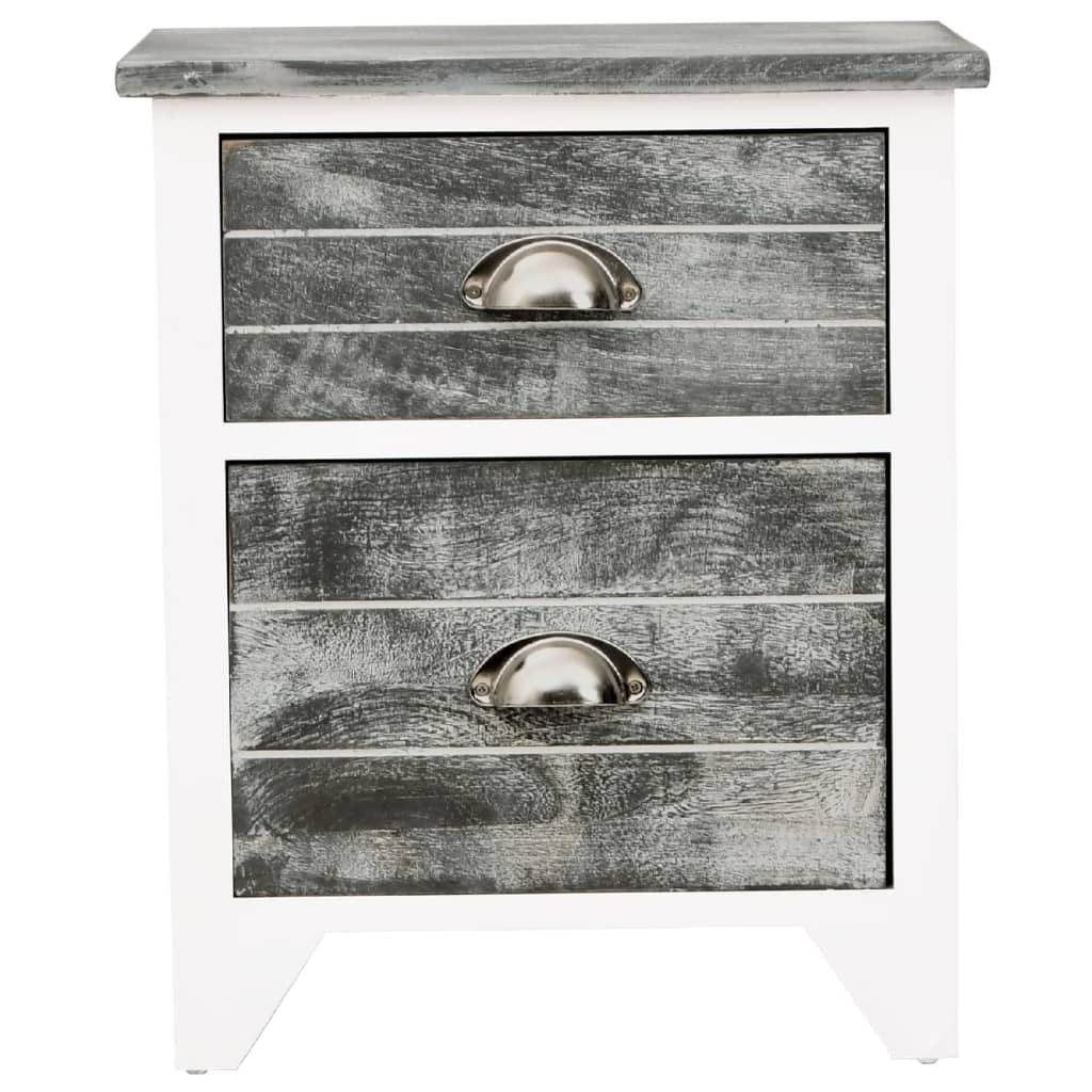 Comodini Set 2 pz con 2 Cassetti Grigio e Bianco - homemem39