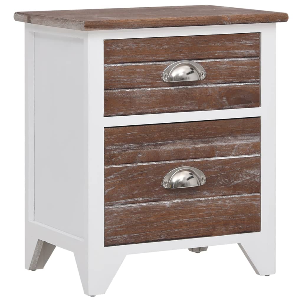 Comodini Set 2 pz con 2 Cassetti Marrone e Bianco - homemem39