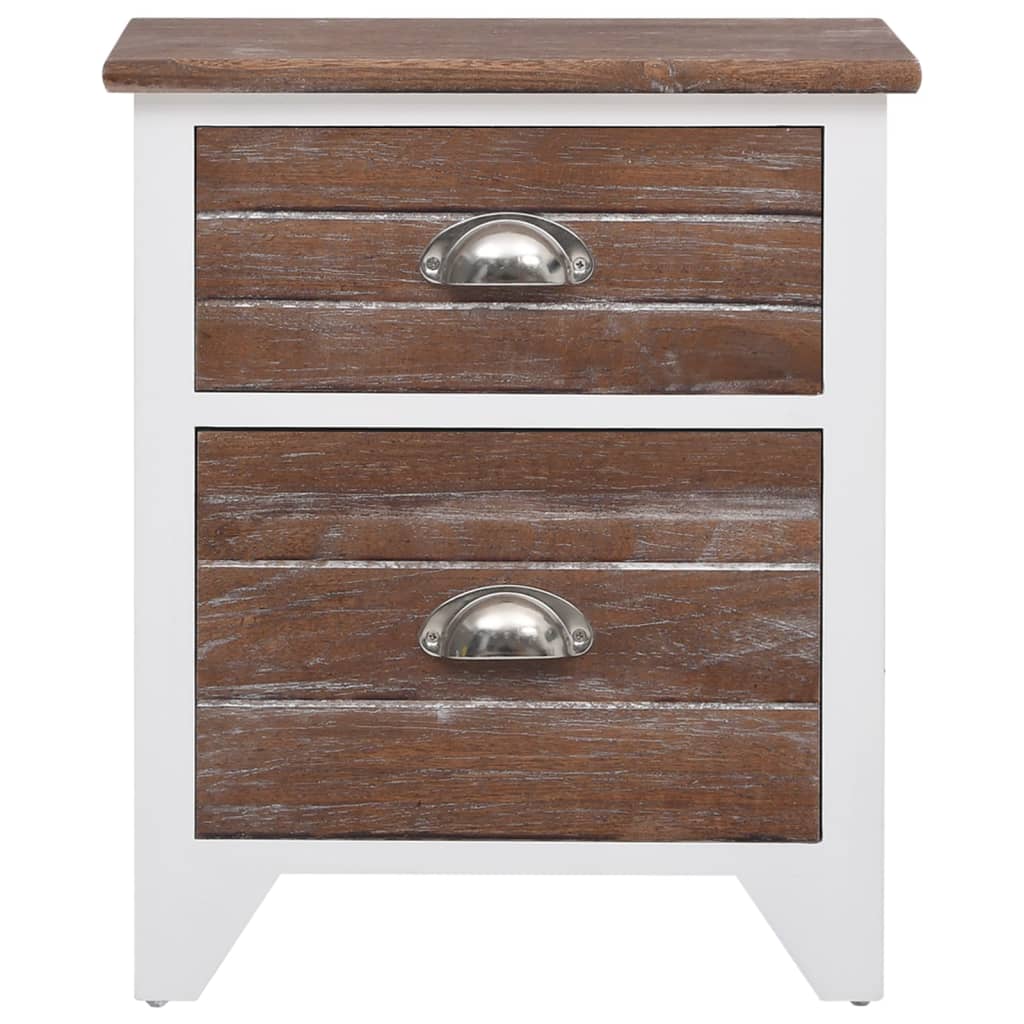 Comodini Set 2 pz con 2 Cassetti Marrone e Bianco - homemem39