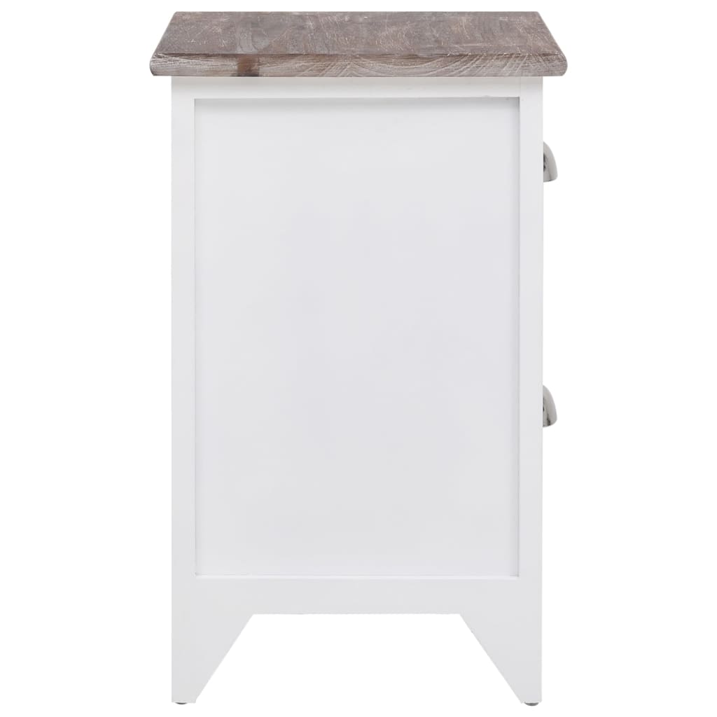 Comodini Set 2 pz con 2 Cassetti Marrone e Bianco - homemem39
