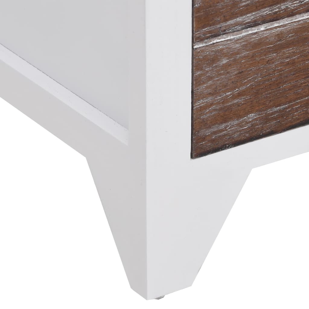 Comodini Set 2 pz con 2 Cassetti Marrone e Bianco - homemem39