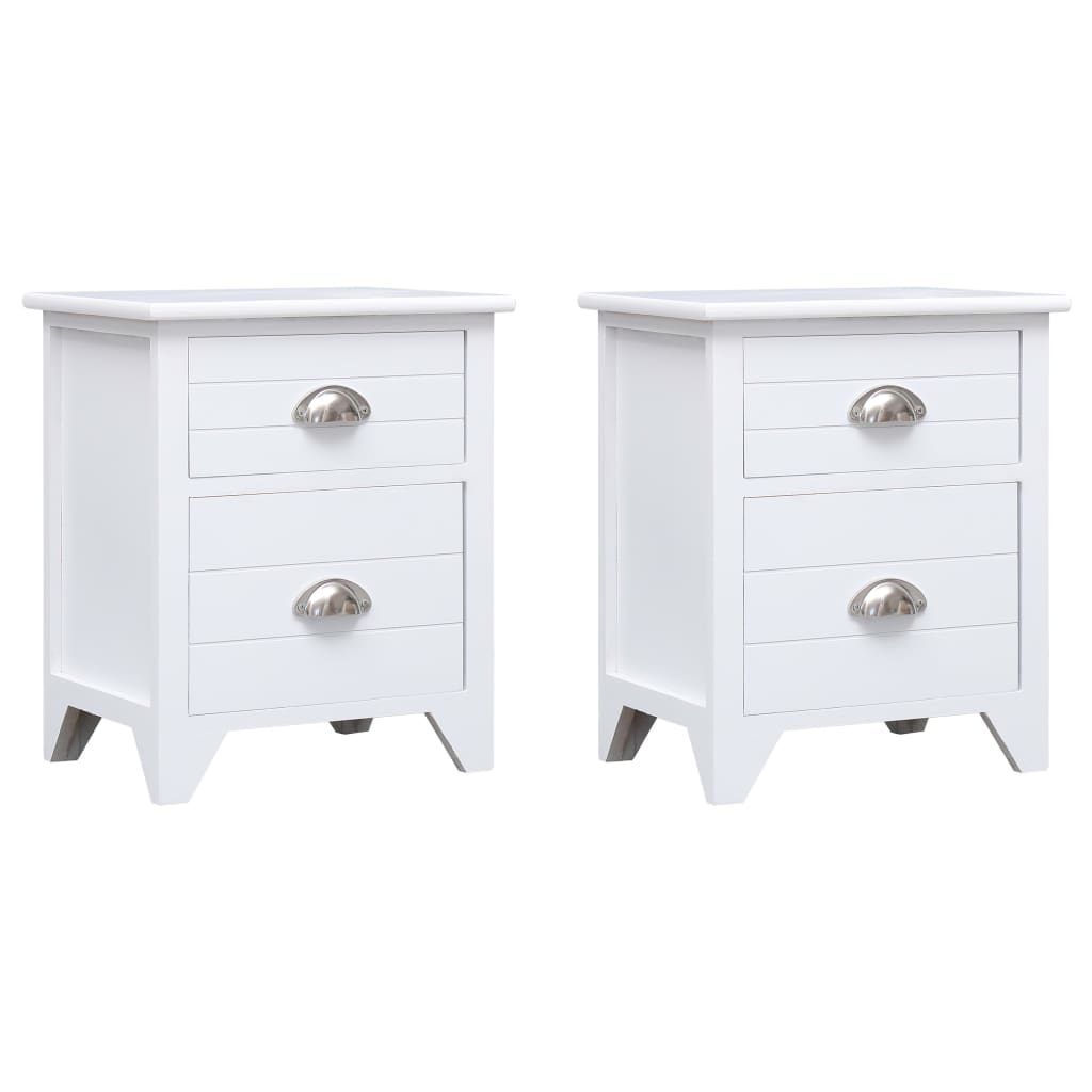 Set Comodini 2 pz con 2 Cassetti Bianchi - homemem39