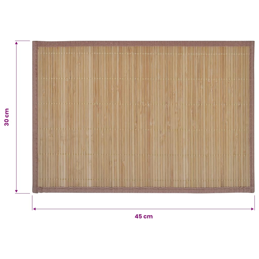 6 Tovagliette di Bamboo 30 x 45 cm Marrone