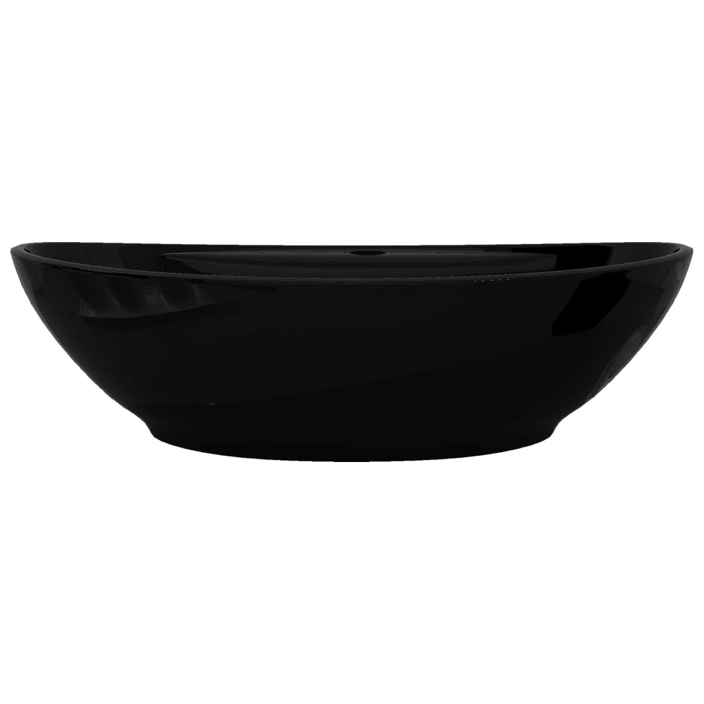 Lavandino per bagno in Ceramica nera ovale con Foro di trabocco - homemem39