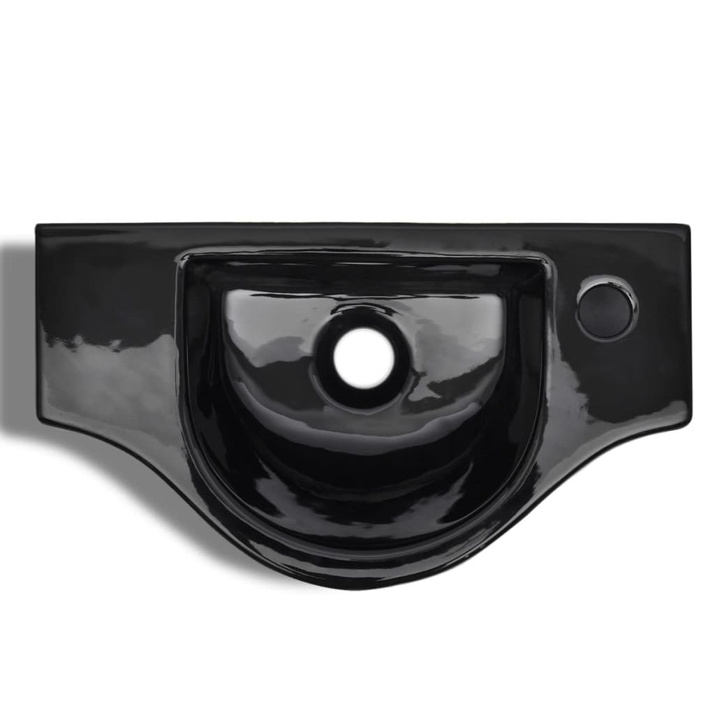 Lavandino Bagno in Ceramica Nera con Foro per Rubinetto - homemem39