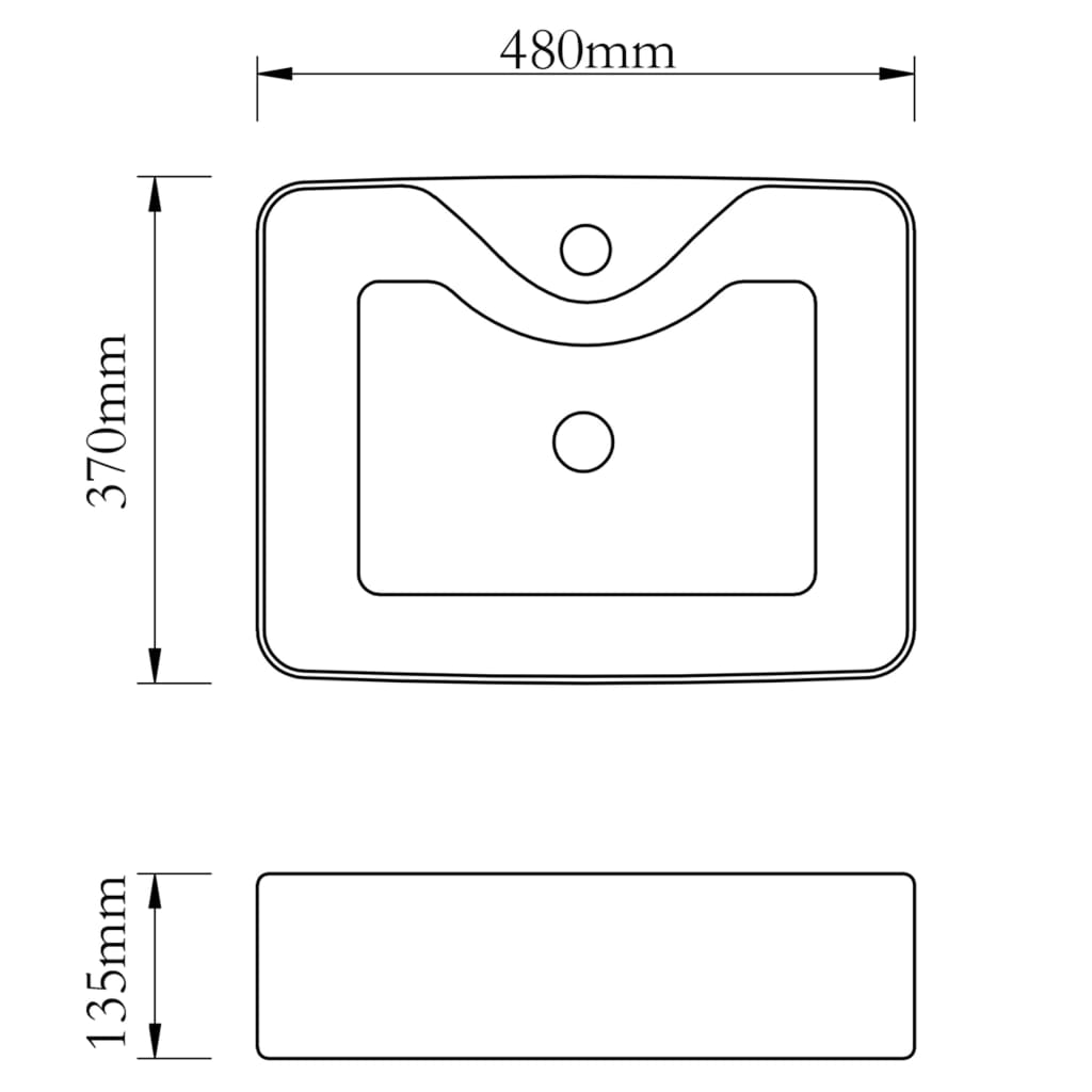 Lavandino Bagno in Ceramica Bianca Quadrato con Foro per Rubinetto | homemem39
