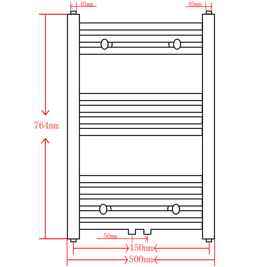 Radiatore Centrale Portasciugamano Dritto Grigio 500 x 764 mm - homemem39