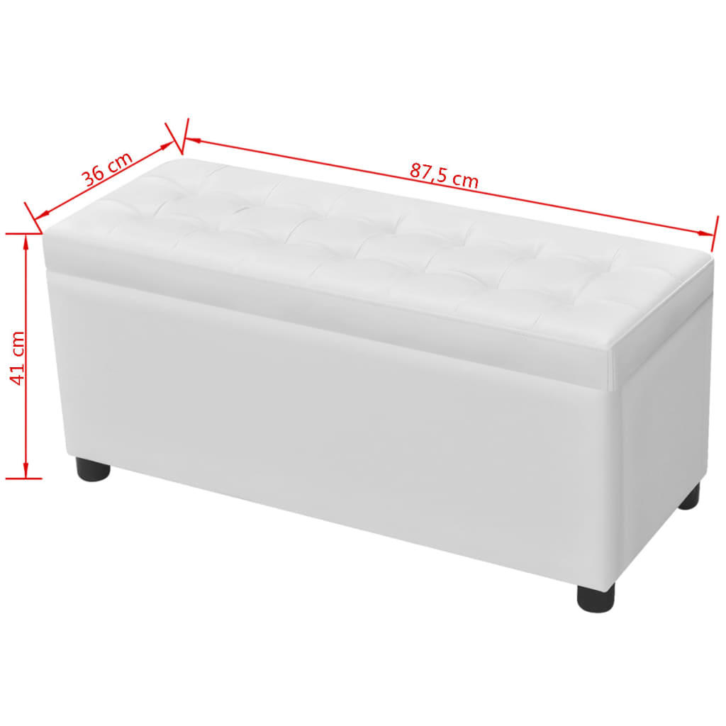 Sgabello con Contenitore in Pelle Artificiale Bianco - homemem39