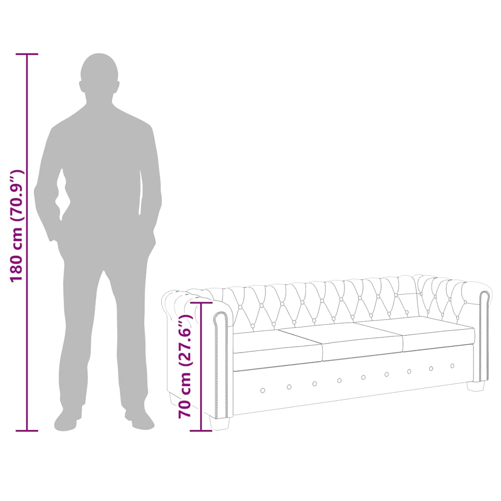 Divano Chesterfield a 3 Posti in Finta Pelle Nero - homemem39