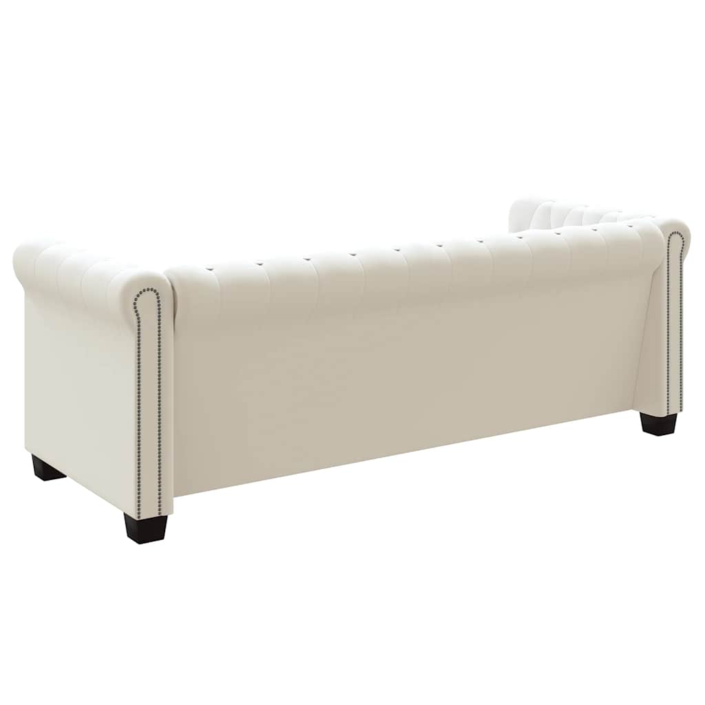 Divano Chesterfield a 3 Posti in Finta Pelle Bianco