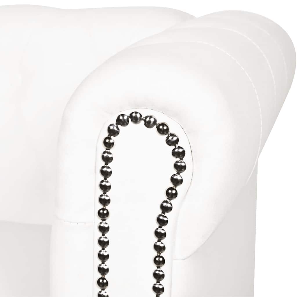 Divano Chesterfield a 3 Posti in Finta Pelle Bianco