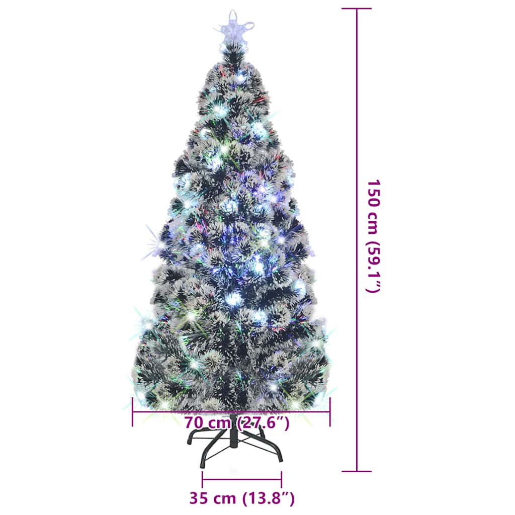 Albero di Natale Preilluminato con Supporto e LED 150 cm Fibra Ottica