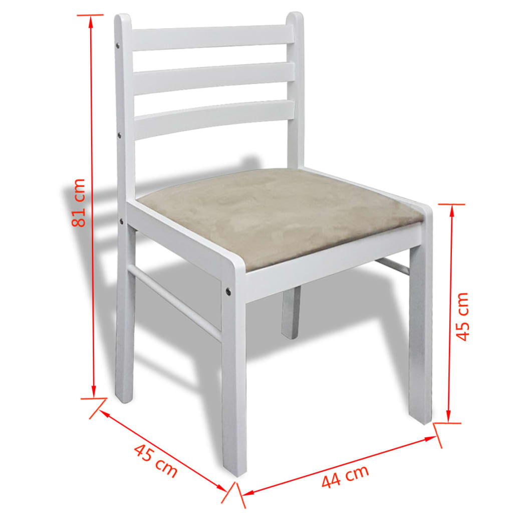 Sedie da Pranzo 6 pz Bianche in Legno Massello e Velluto | homemem39