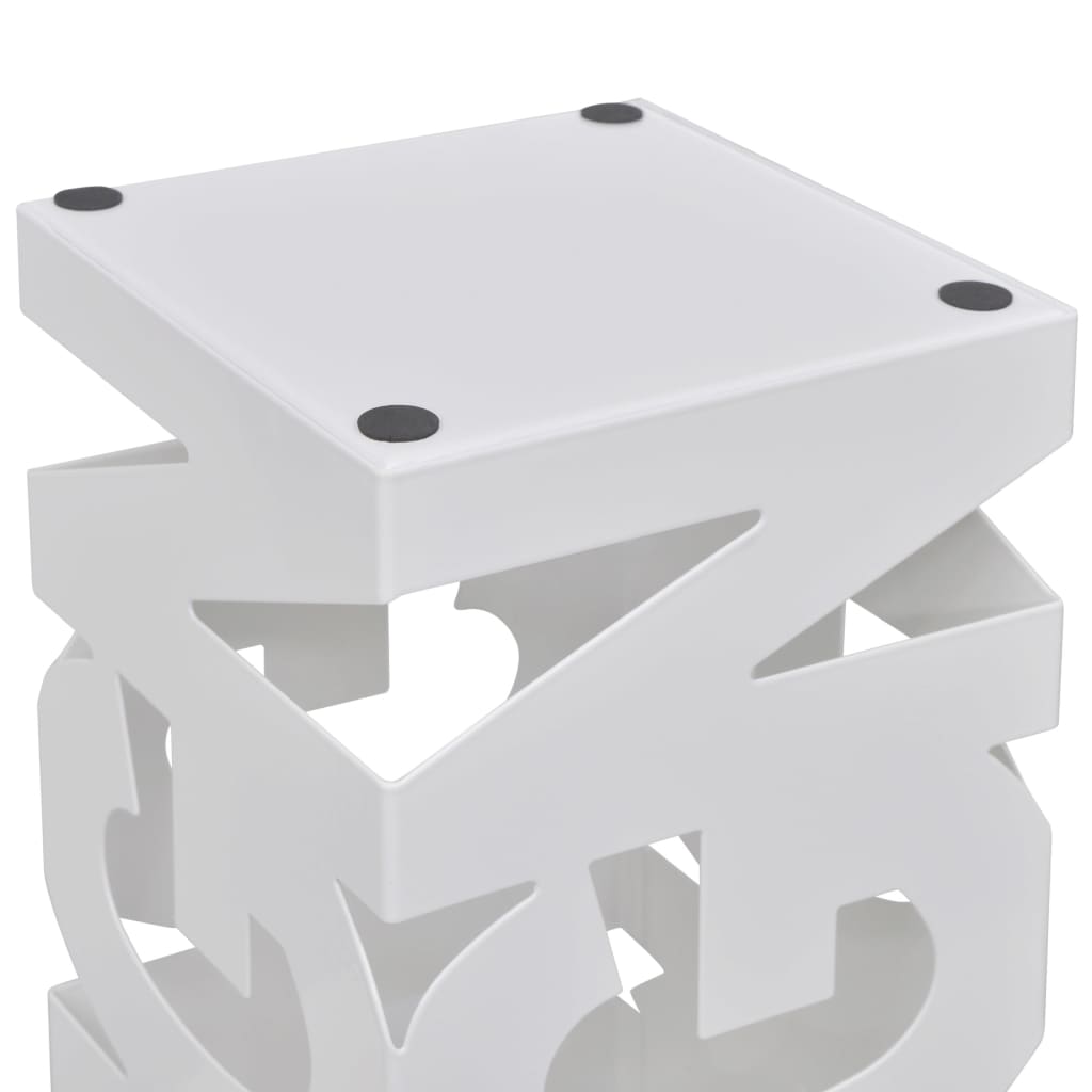 Portaombrelli Bastoni Passeggio Quadrato Acciaio 48,5 cm Bianco - homemem39