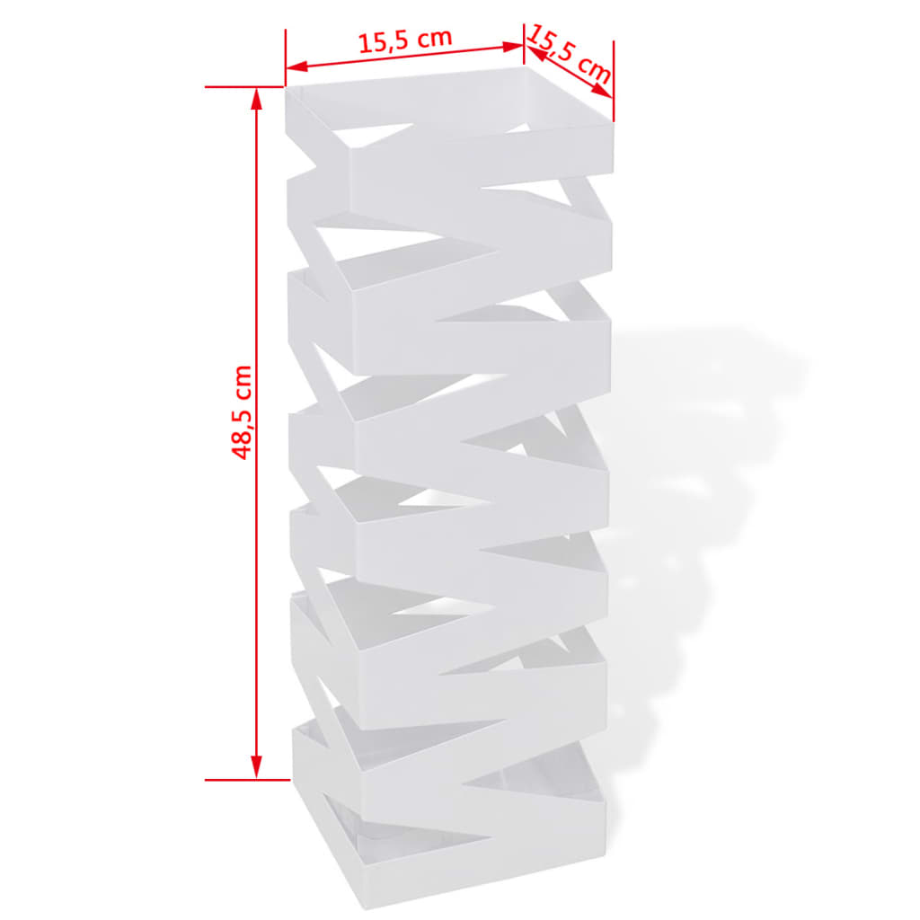 Portaombrelli Bastoni Passeggio Quadrato Acciaio 48,5 cm Bianco - homemem39