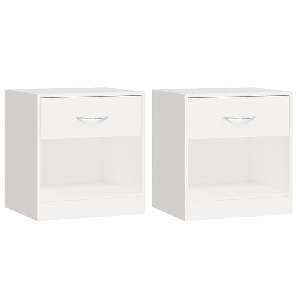 Comodini 2 pz con Cassetto Bianchi - homemem39