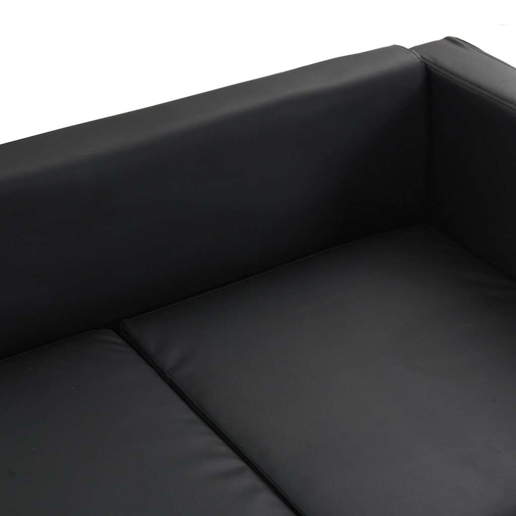 Set Divani a 3 e a 2 Posti in Similpelle Nero | homemem39