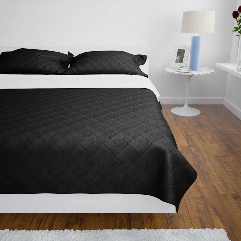 Copriletto Trapuntato a Doppia Faccia Nero/Grigio 230 x 260 cm | homemem39
