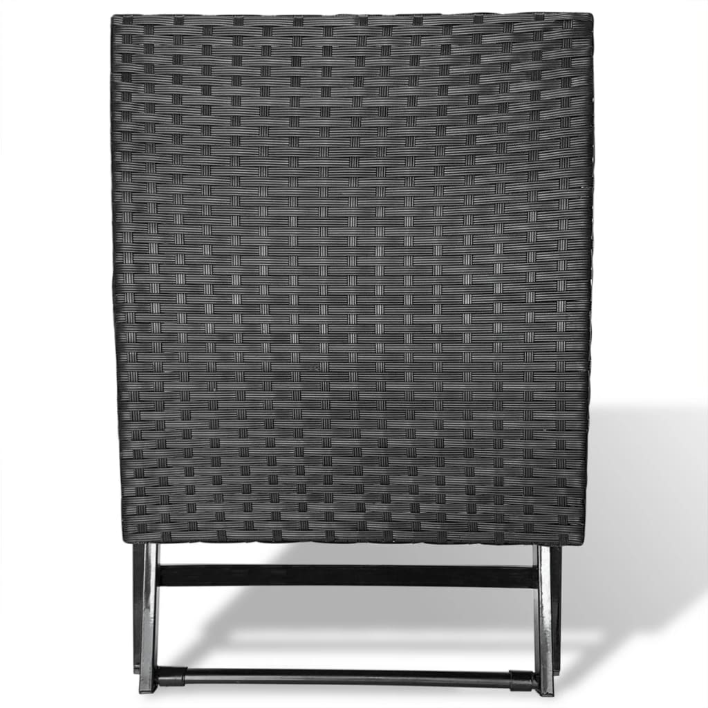 Sgabello Pieghevole in Polyrattan Nero - homemem39