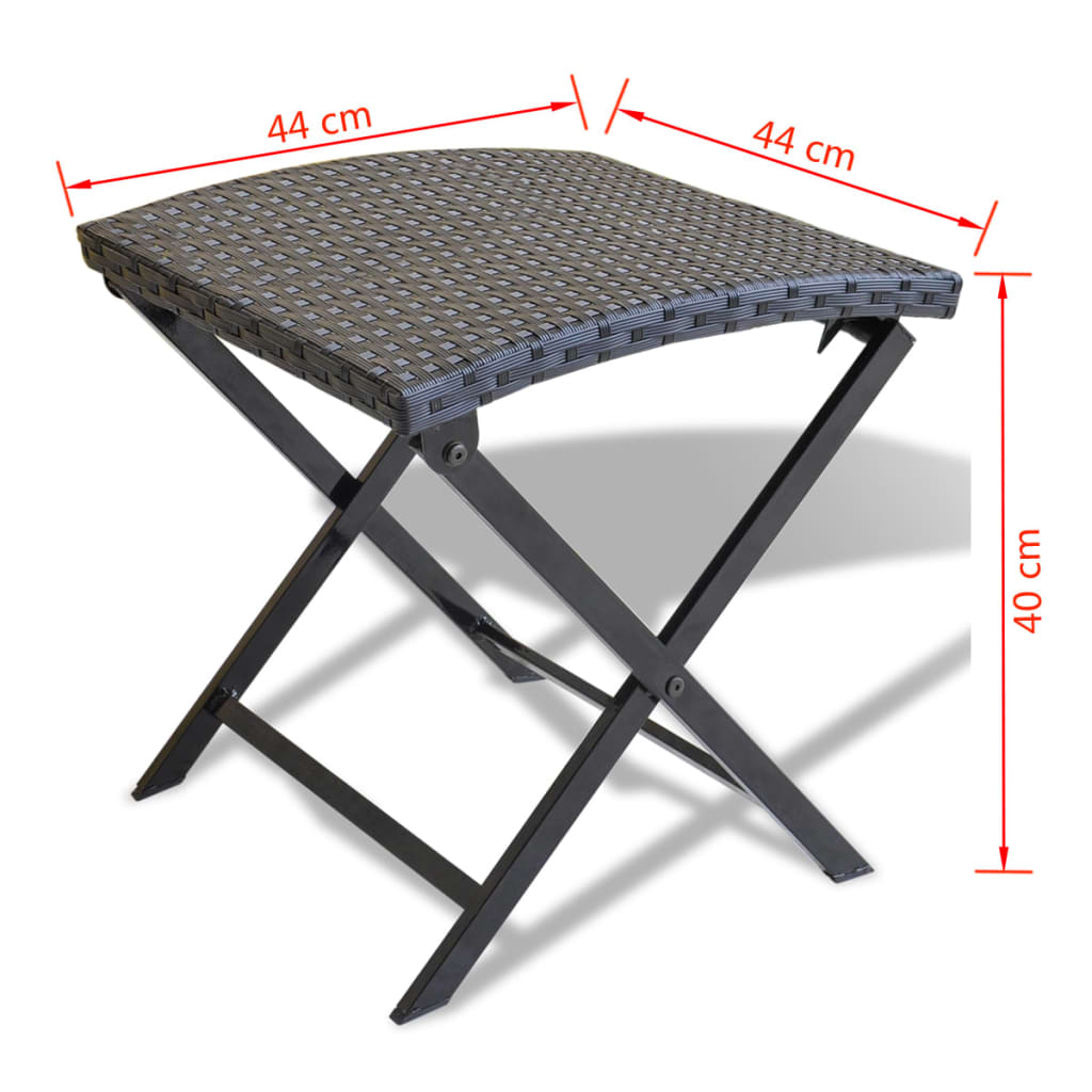 Sgabello Pieghevole in Polyrattan Nero - homemem39
