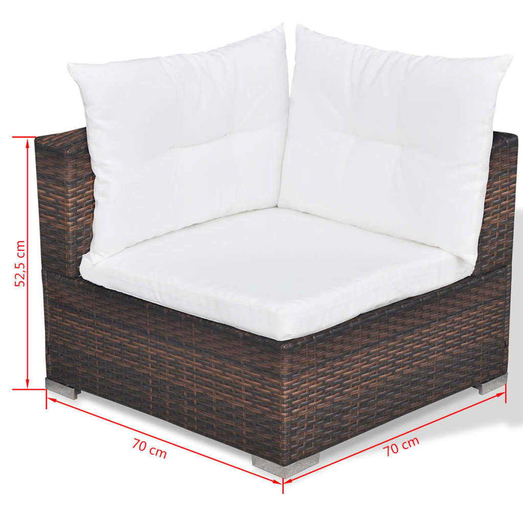 Set Divani da Giardino 10 pz con Cuscini in Polyrattan Marrone | homemem39