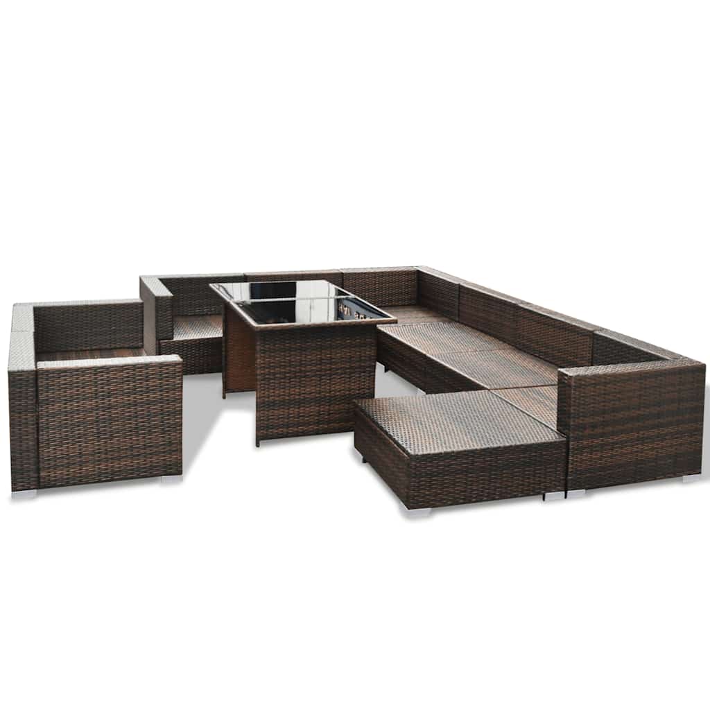 Set Divani da Giardino 10 pz con Cuscini in Polyrattan