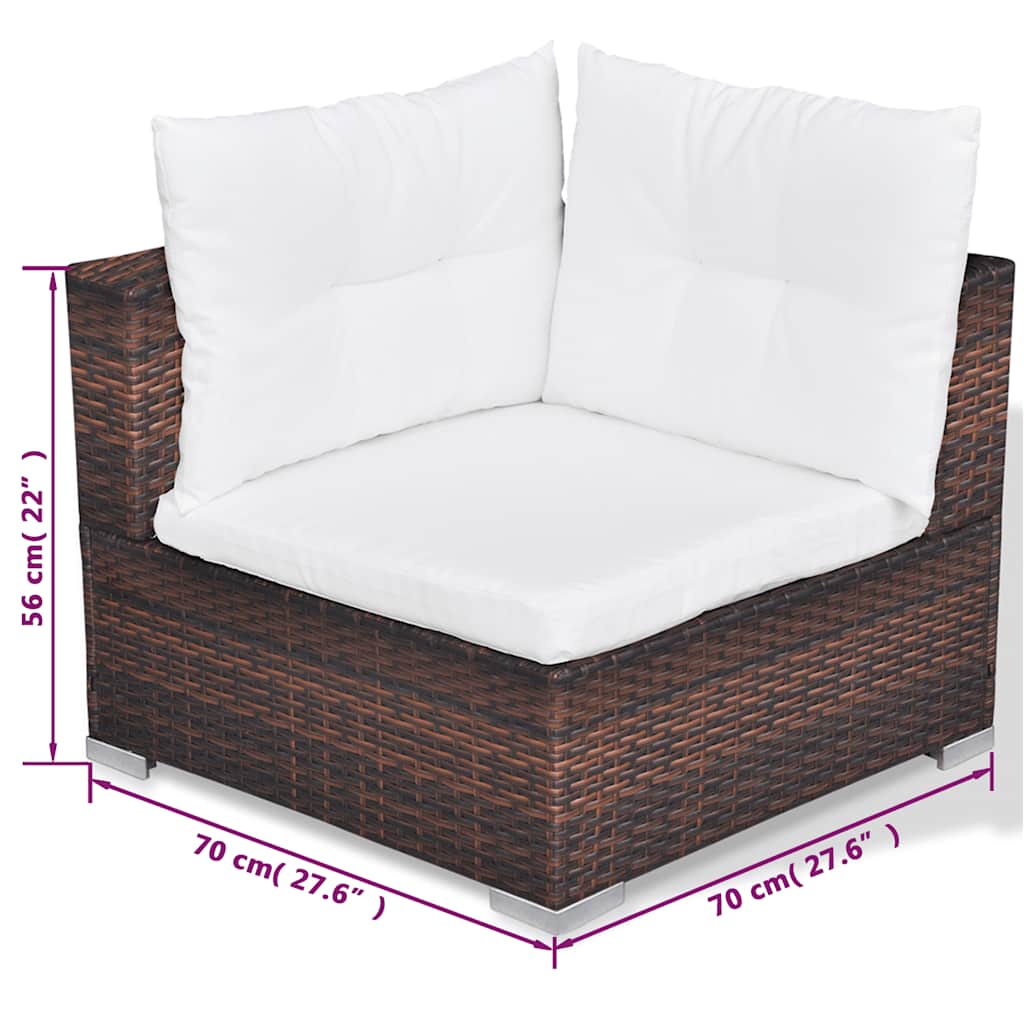 Set Divani da Giardino 10 pz con Cuscini in Polyrattan Marrone | homemem39