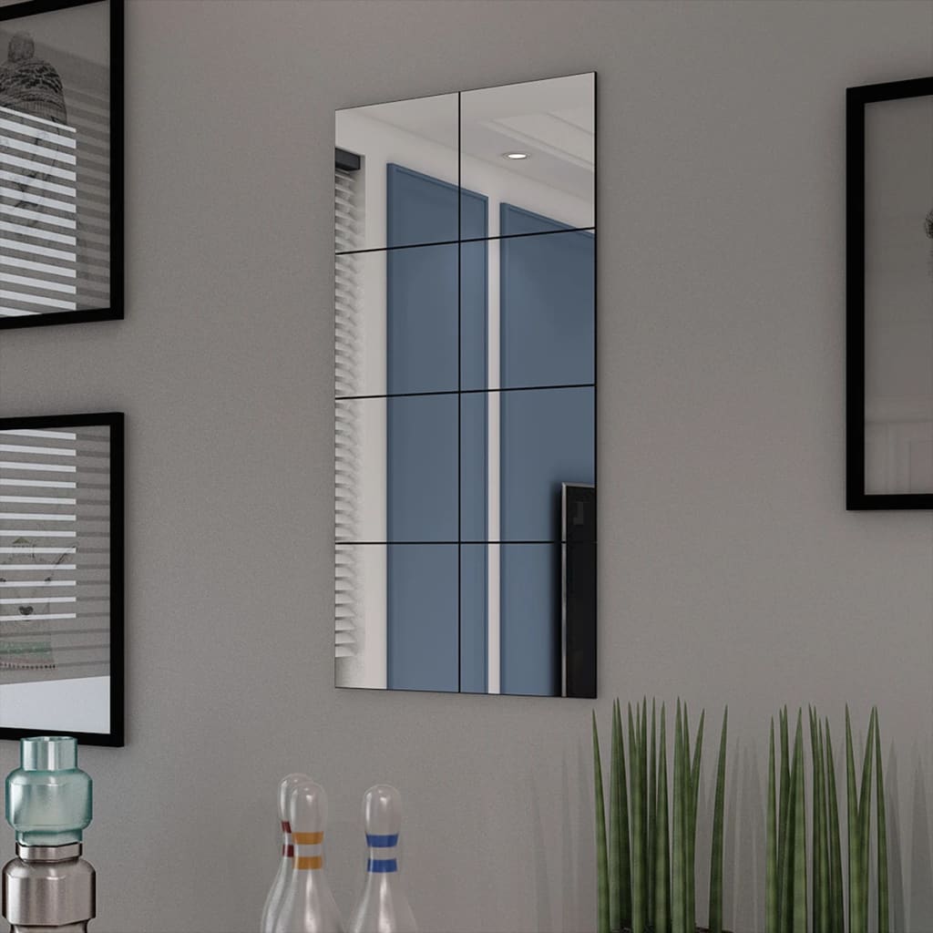 Piastrelle in Vetro a Specchio senza Cornice 8 pz 20,5 cm - homemem39
