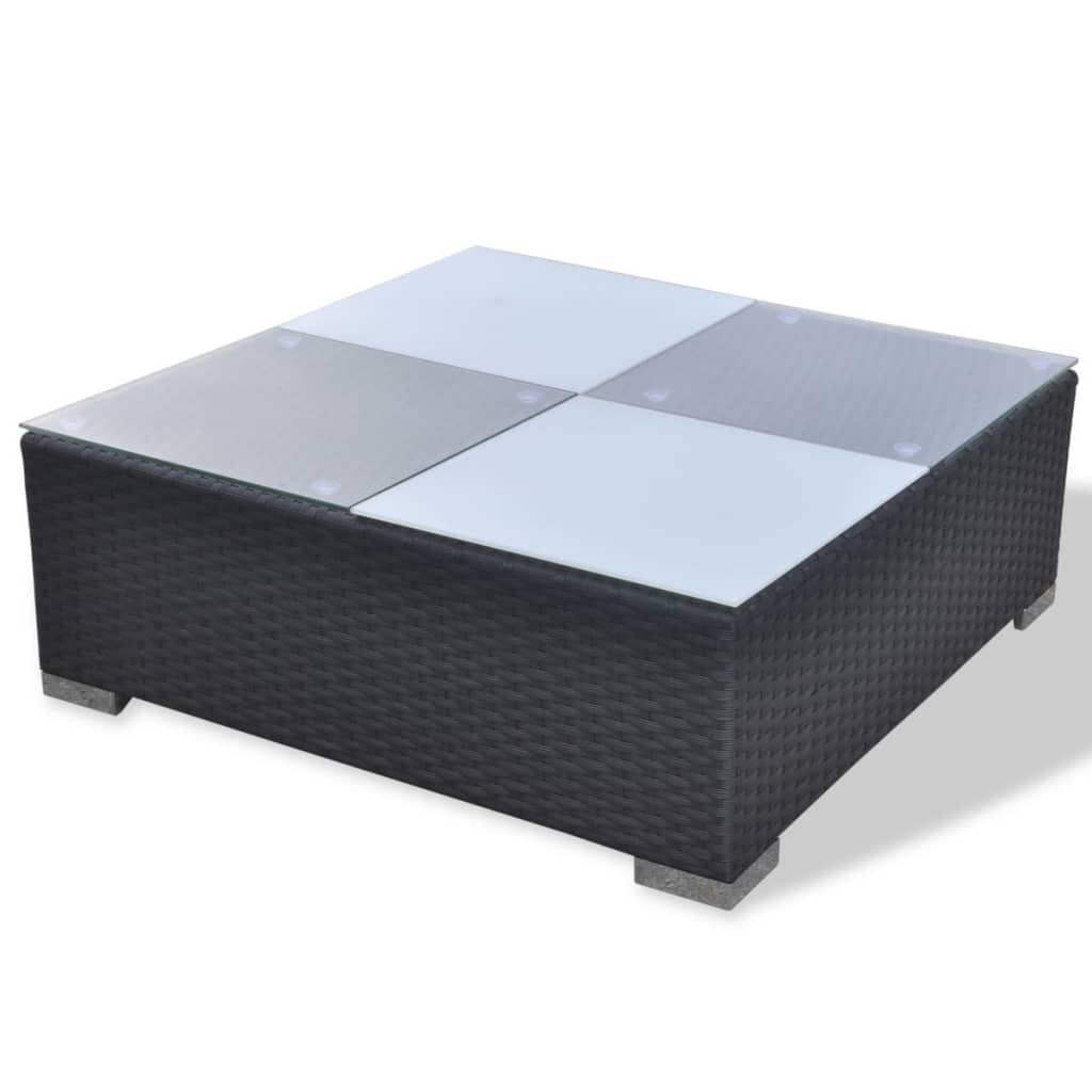 Set Divani da Giardino 5 pz con Cuscini in Polyrattan Nero | homemem39