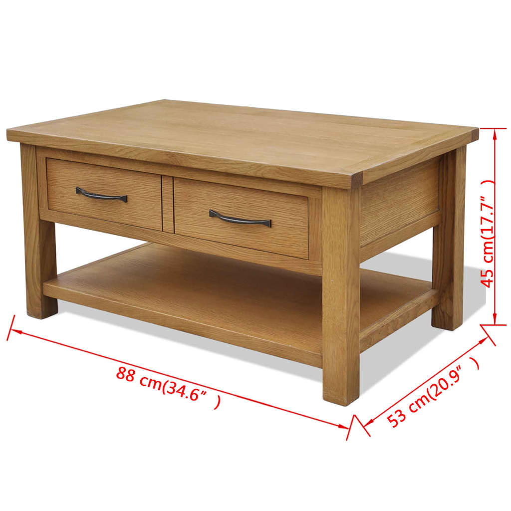 Tavolino da Salotto 88x53x45 cm in Legno Massello di Rovere | homemem39