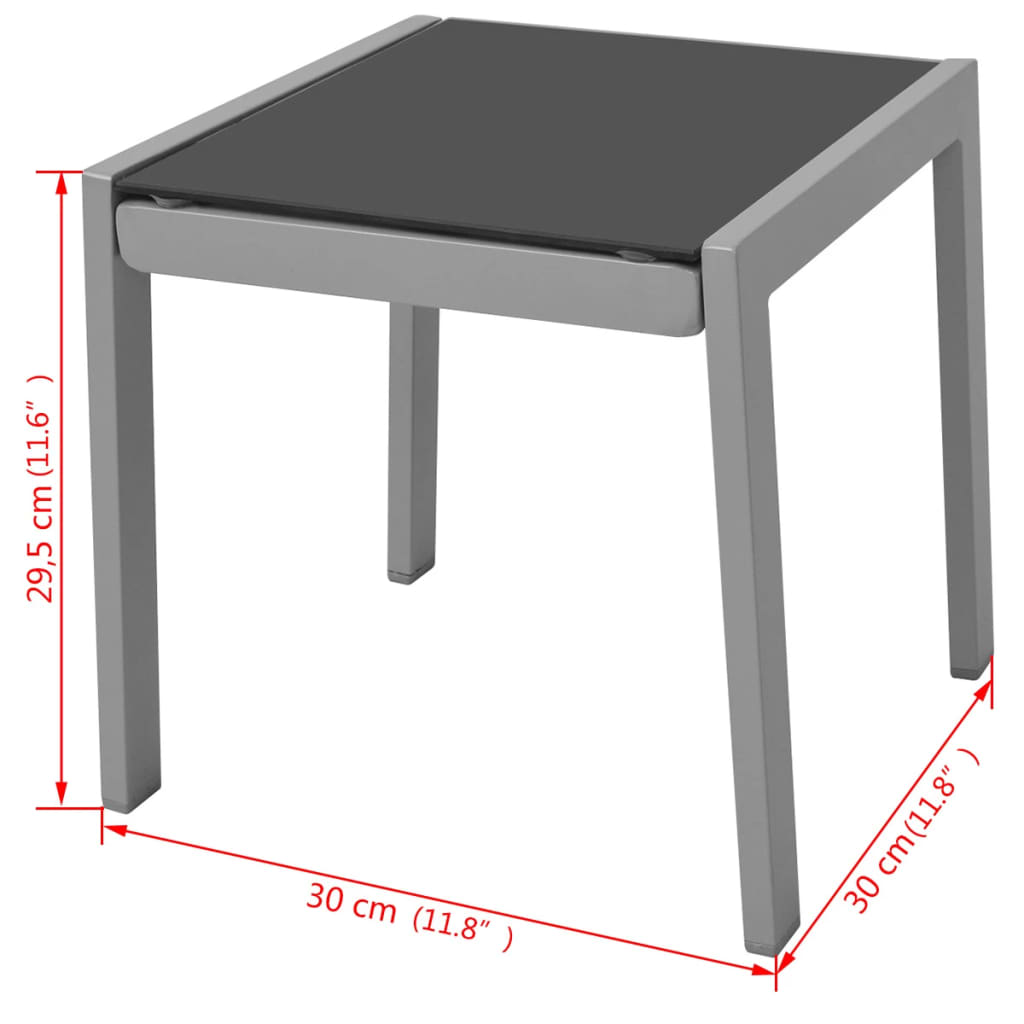 Lettini Prendisole con Tavolino in Alluminio Nero | homemem39
