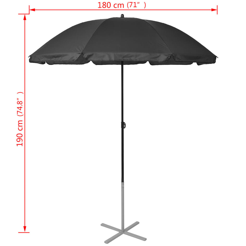 Lettini Prendisole con Ombrellone in Alluminio Nero - homemem39