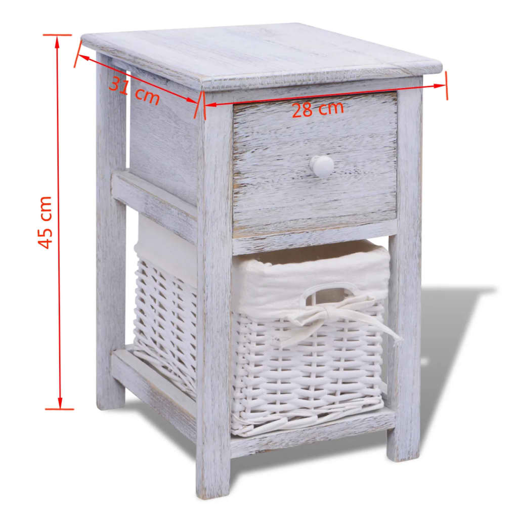 Comodino da Notte Set 2 pz in Legno Bianco | homemem39