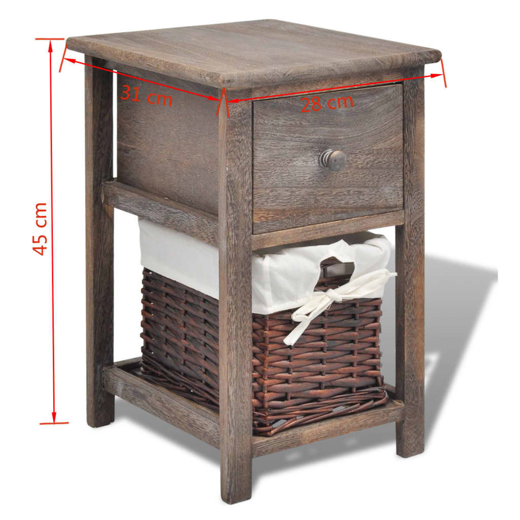 Comodino da Notte Set 2 pz in Legno Marrone | homemem39