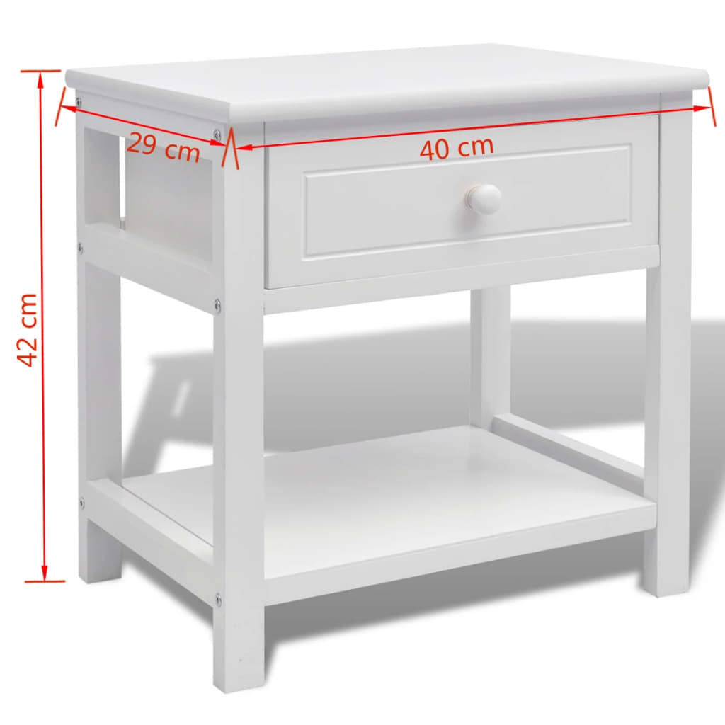 Comodini 2 pezzi Bianchi in Legno | homemem39