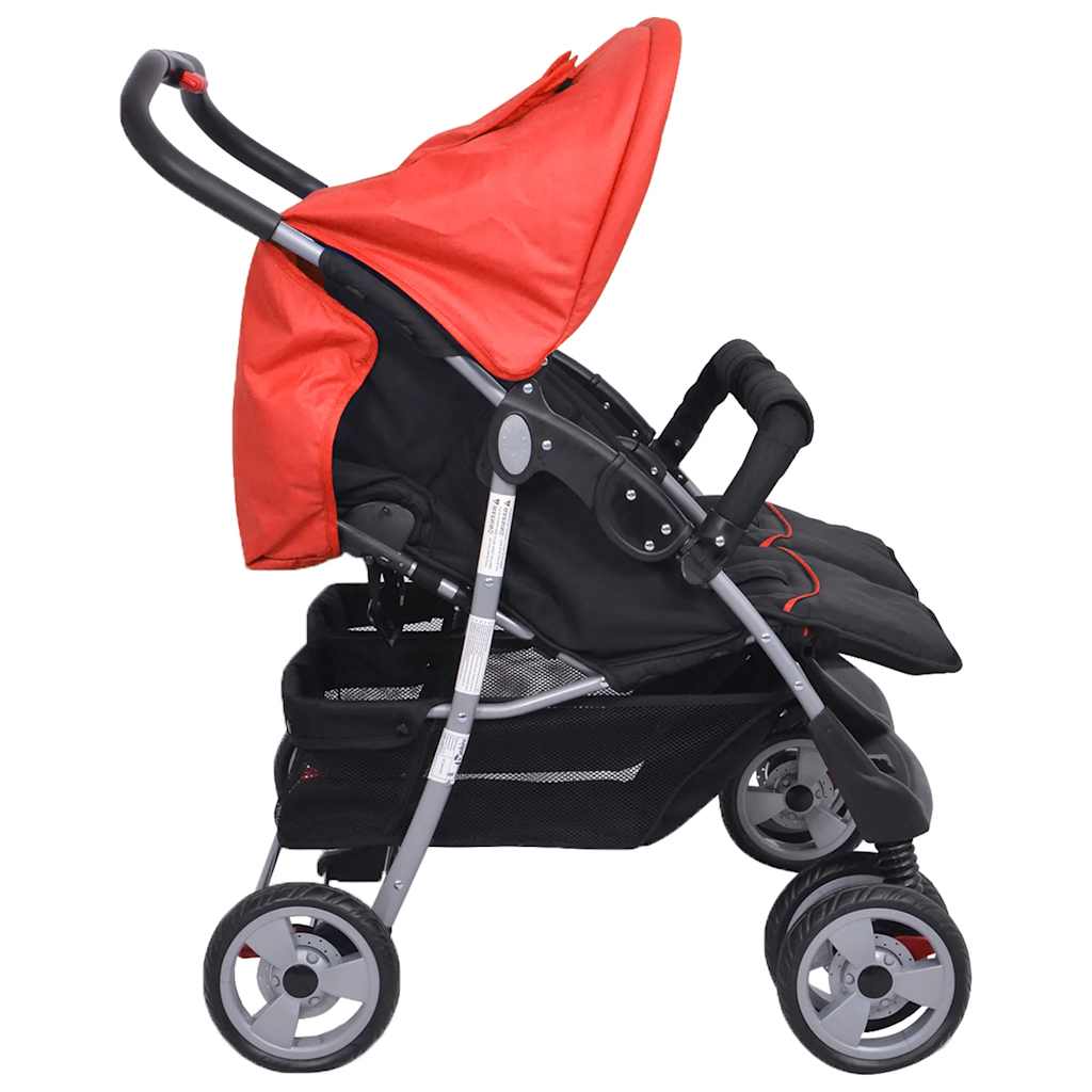Passeggino Gemellare in Acciaio Rosso e Nero - homemem39