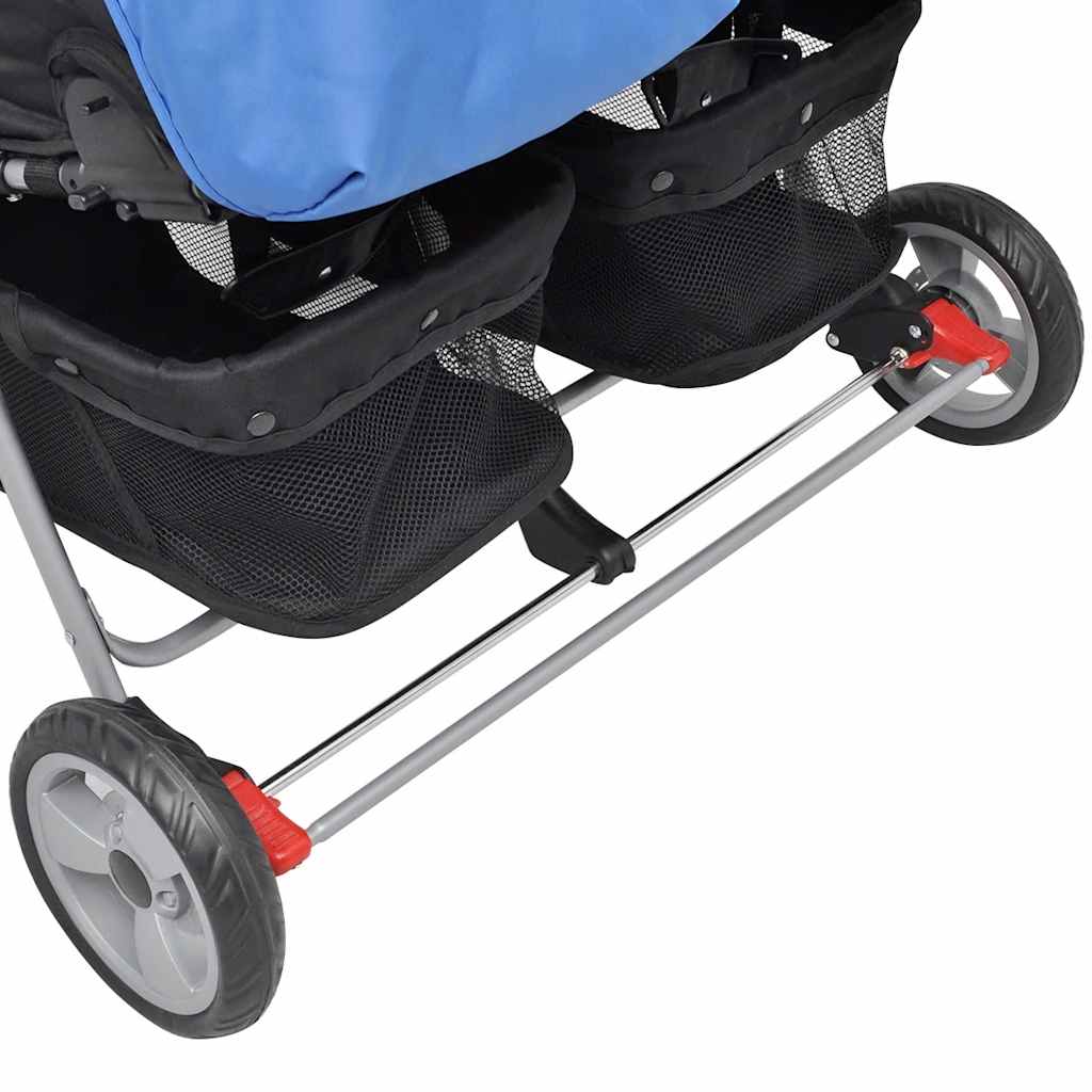 Passeggino Gemellare in Acciaio Blu e Nero - homemem39