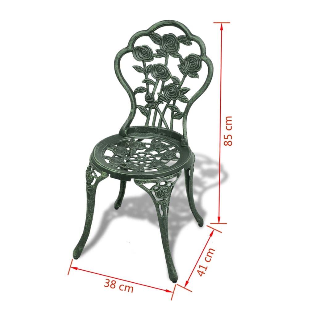 Set da Bistrot 3 pz in Alluminio Pressofuso Verde | homemem39