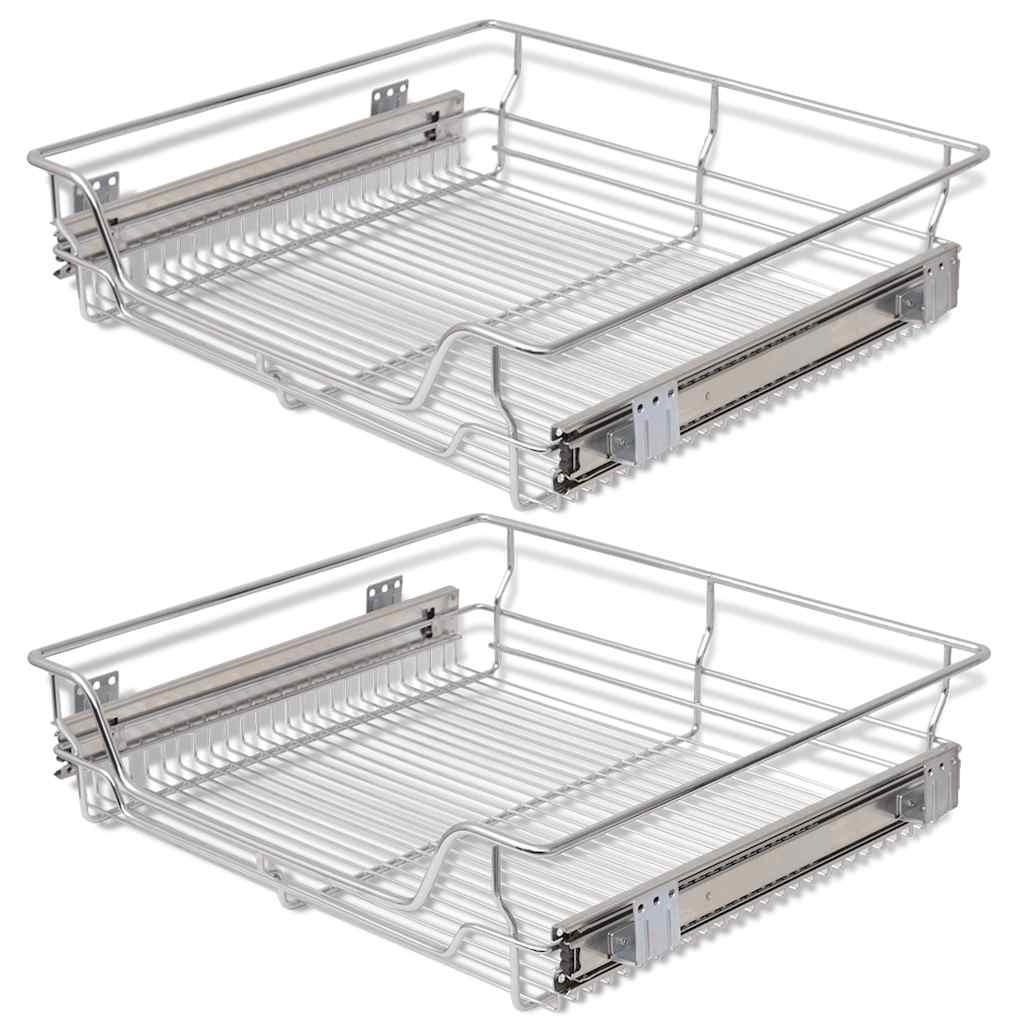 Cestelli a Rete Scorrevoli 2 pz Argento 600 mm - homemem39