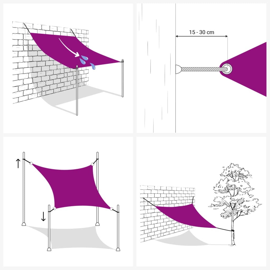 Square Oxford Canvas Sail Shade 3.6x3.6 m Beige