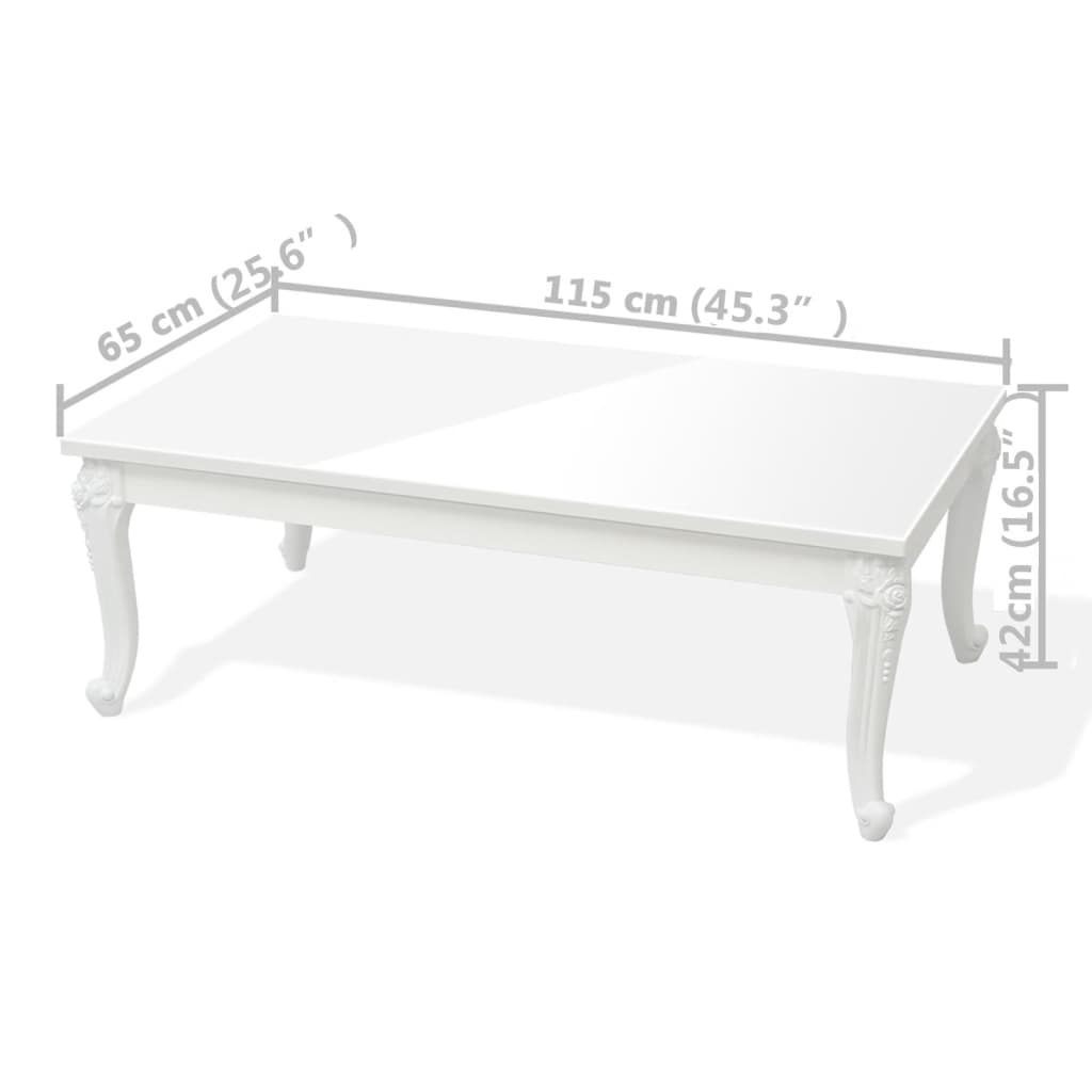 Tavolino da Salotto 115x65x42 cm Bianco Lucido | homemem39