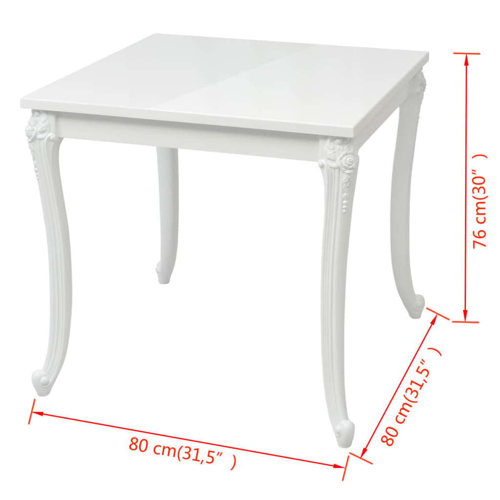 Tavolo da Pranzo 80x80x76 cm Bianco Lucido | homemem39