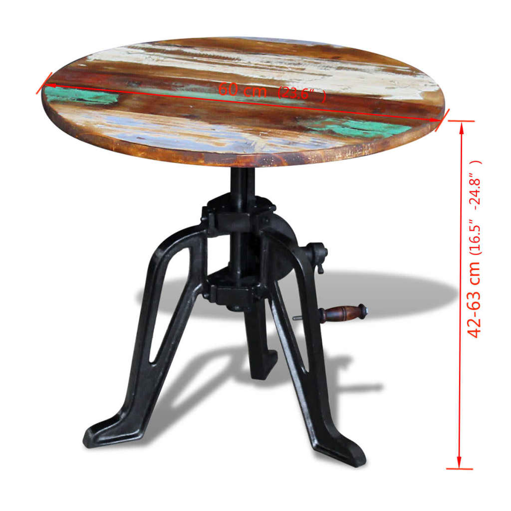 Tavolino in Legno Massello Anticato e Ghisa 60x(42-63) cm - homemem39