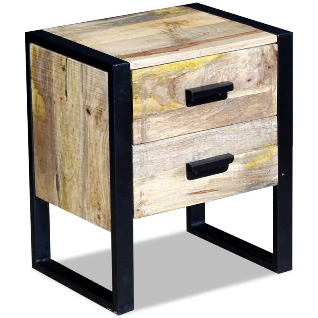 Tavolino con 2 Cassetti in Legno Massello di Mango 43x33x51 cm - homemem39