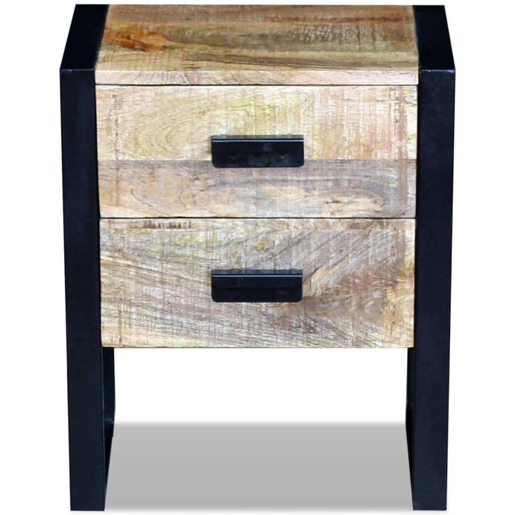 Tavolino con 2 Cassetti in Legno Massello di Mango 43x33x51 cm - homemem39
