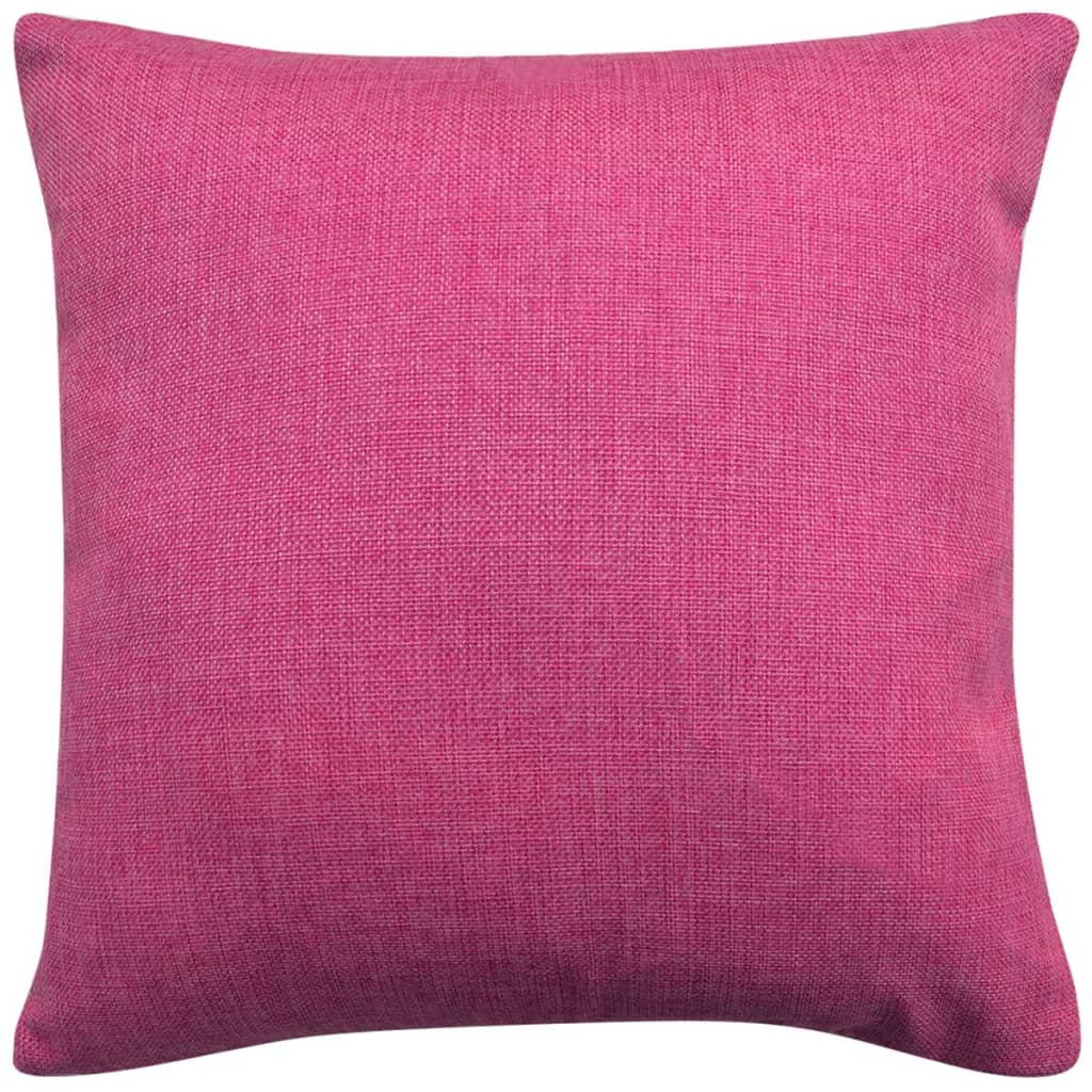 Federe per Cuscini 4 pz in Simil-Lino Rosa 40x40 cm - homemem39