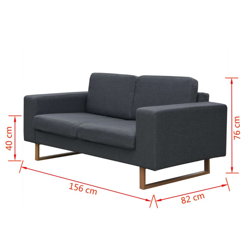Set Divani a 2 posti e 3 Posti Grigio Scuro