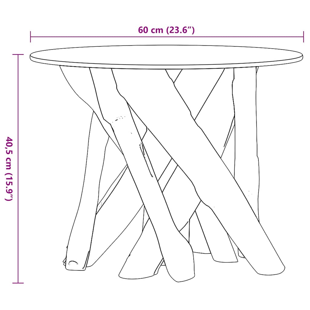 Tavolino da Salotto in Legname Massello di Teak 60 cm