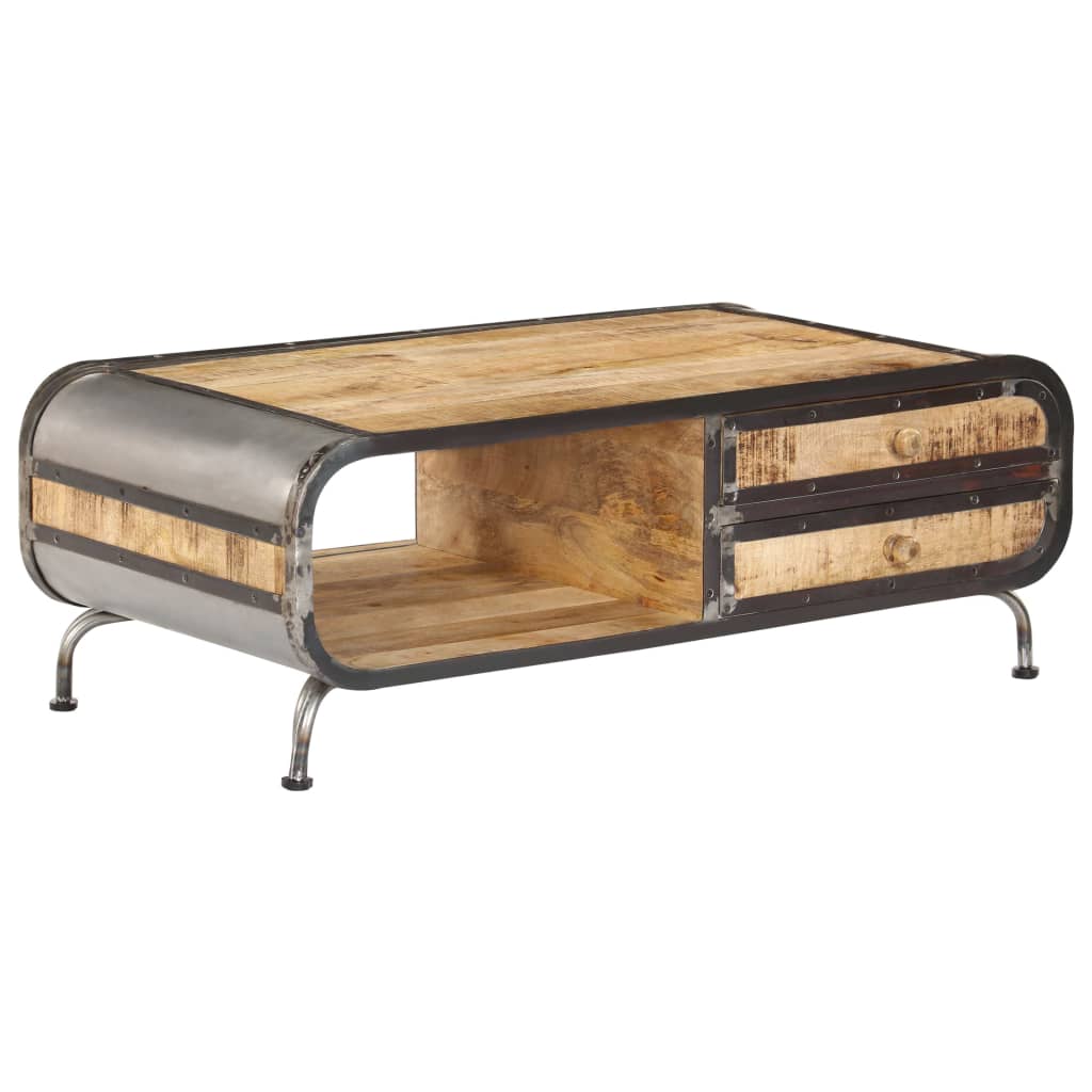 Tavolino da Salotto 100x50x35 cm in Legno Massello di Mango | homemem39