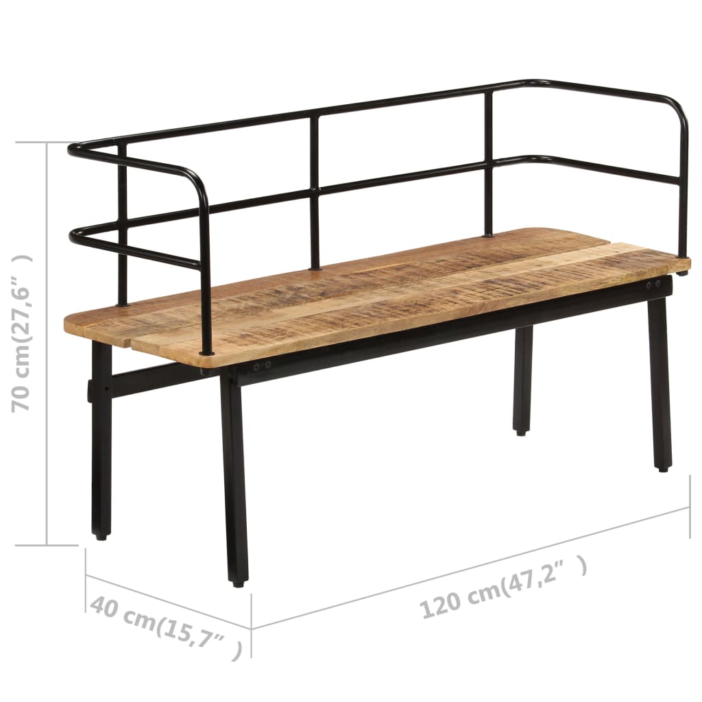 Panca 120x40x70 cm in Legno Massello di Mango - homemem39